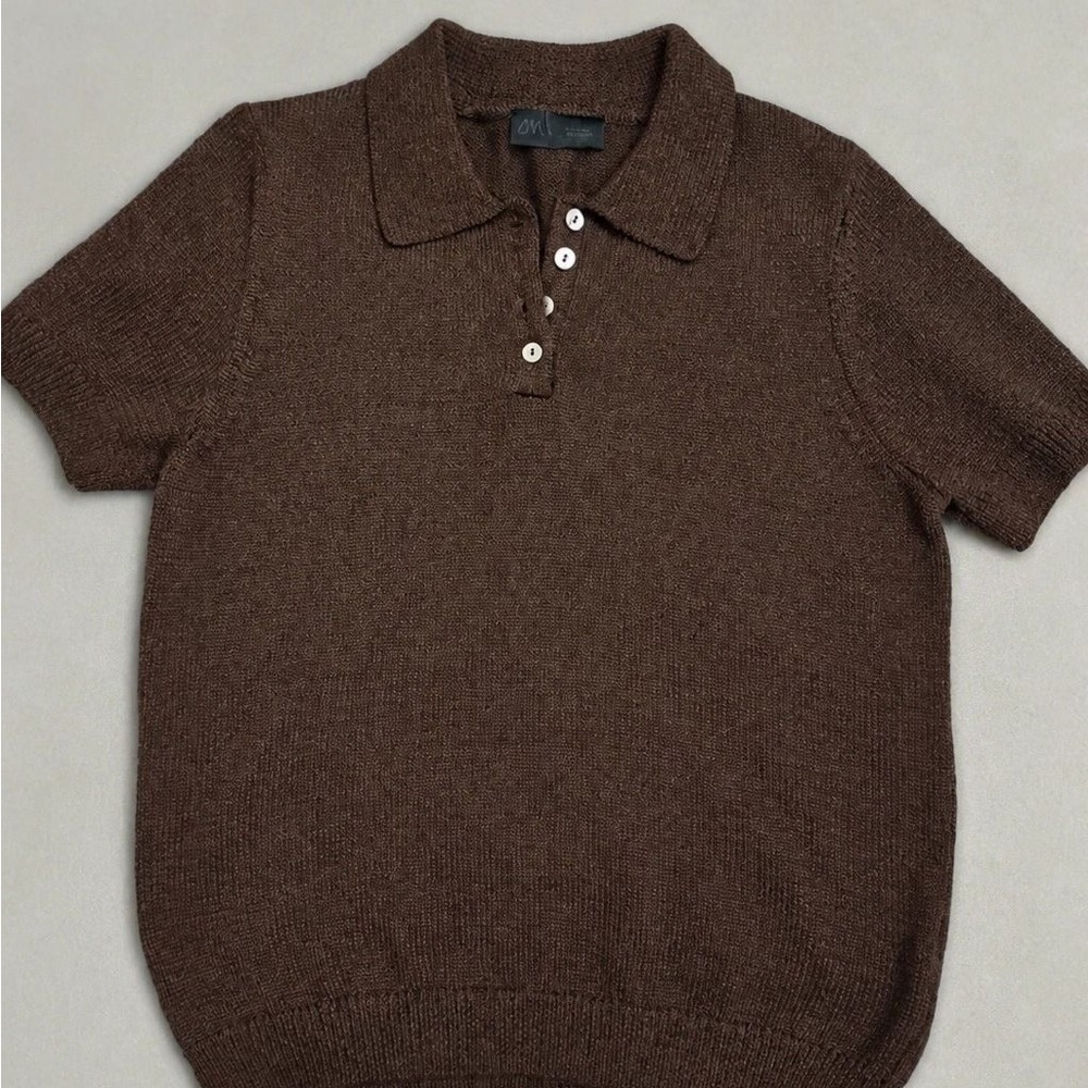 Zara Men's Brown Short-Sleeve Knit Polo